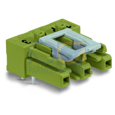 Socket for PCBs, angled, 3-pole, light green