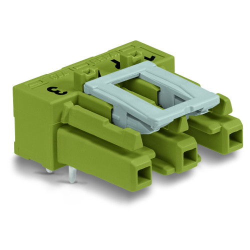 Socket for PCBs, angled, 3-pole, light green