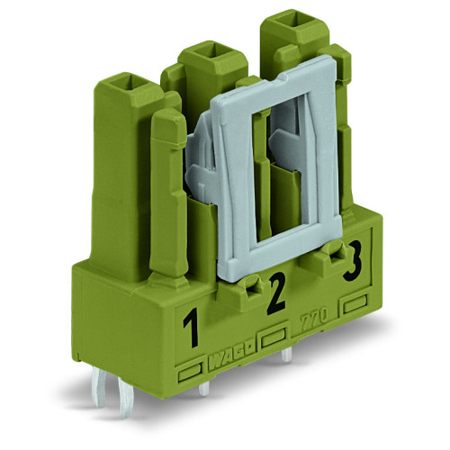 Socket for PCBs, straight, 3-pole, light green