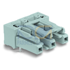 Socket for PCBs, angled, 3-pole, gray