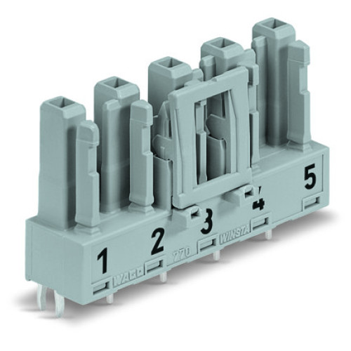 Socket for PCBs, straight, 5-pole, gray
