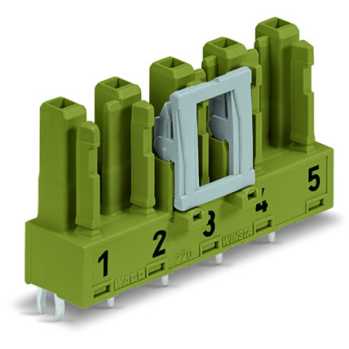 Socket for PCBs, straight, 5-pole, light green