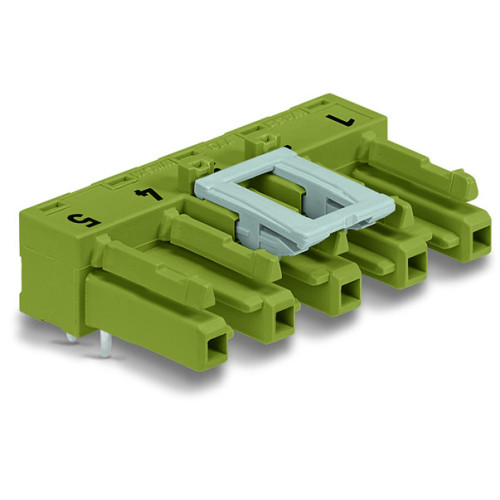 Socket for PCBs, angled, 5-pole, light green