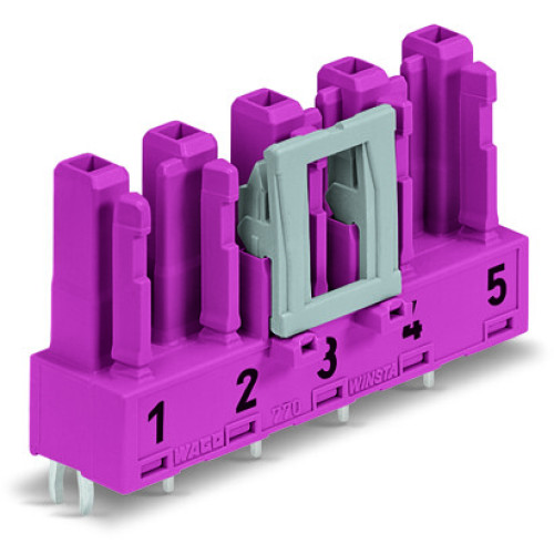 Socket for PCBs, straight, 5-pole, pink