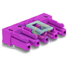 Socket for PCBs, angled, 5-pole, pink
