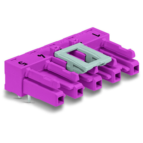 Socket for PCBs, angled, 5-pole, pink