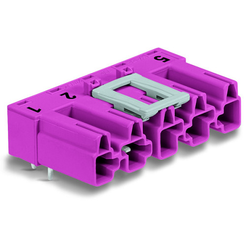 Plug for PCBs, angled, 5-pole, pink