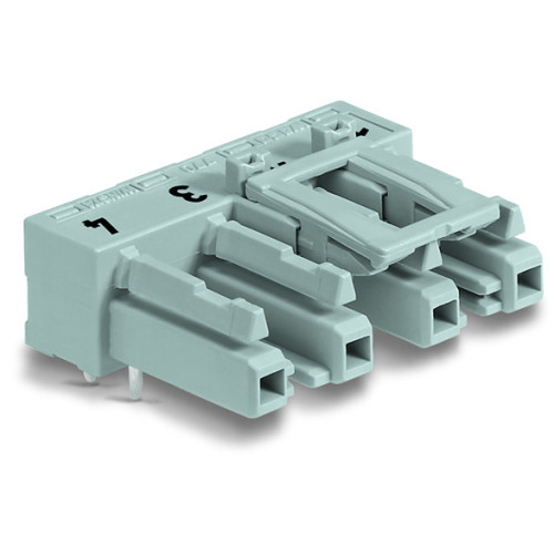 Socket for PCBs, angled, 4-pole, gray