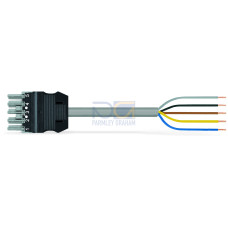 pre-assembled connecting cable, Eca, Socket/open-ended, gray