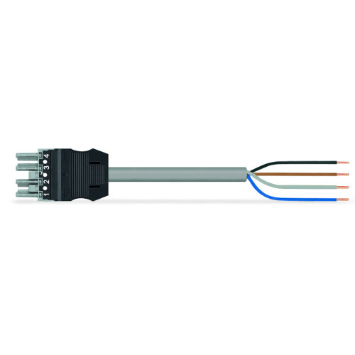 pre-assembled connecting cable, Eca, Socket/open-ended, gray
