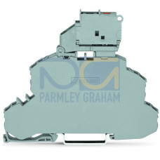 Double-deck fuse terminal block, with pivoting fuse holder, Through/Fuse terminal block, gray