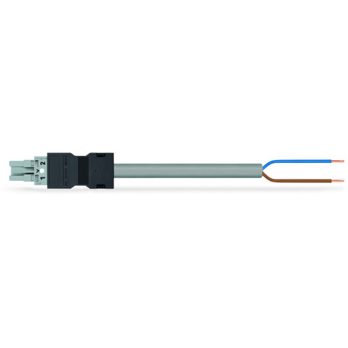 pre-assembled connecting cable, Eca, Socket/open-ended, gray