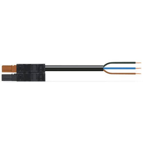 pre-assembled connecting cable, Eca, Plug/open-ended, black/brown
