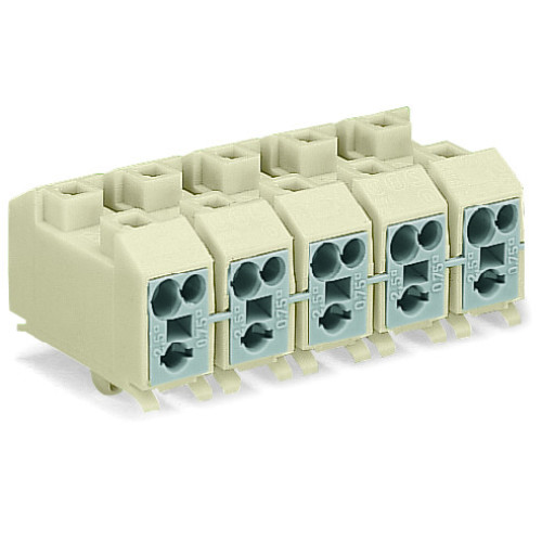 Power supply connector, without push-buttons, with snap-in mounting feet, white