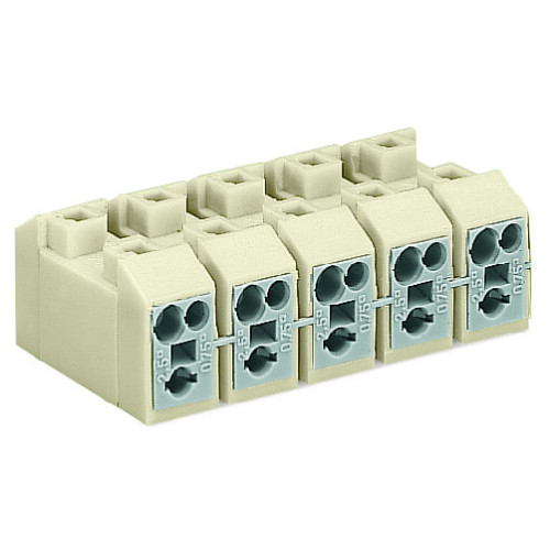 Power supply connector, without push-buttons, without snap-in mounting feet, white
