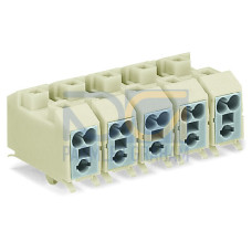 Power supply connector, without push-buttons, with snap-in mounting feet, white