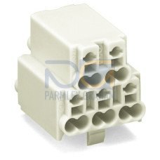 Power supply connector, without push-buttons, with snap-in mounting feet, white