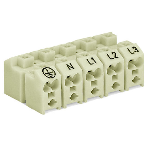 Power supply connector, without push-buttons, without snap-in mounting feet, white