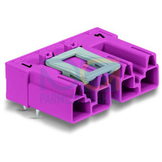 Plug for PCBs, angled, 4-pole, pink