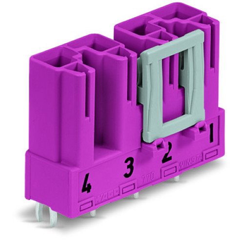 Plug for PCBs, straight, 4-pole, pink