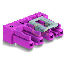 Socket for PCBs, angled, 4-pole, pink