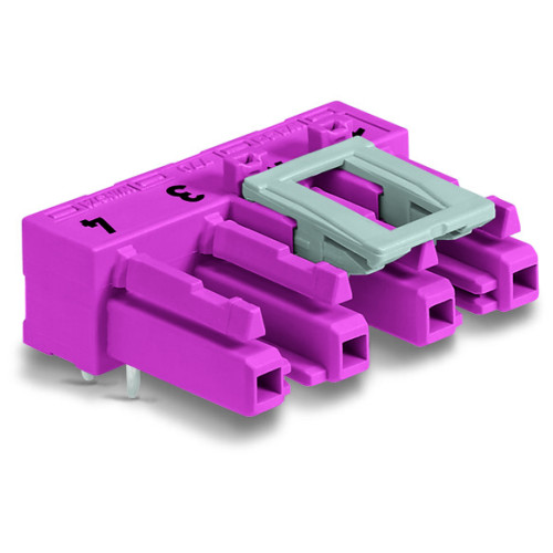 Socket for PCBs, angled, 4-pole, pink