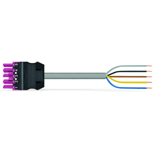 pre-assembled connecting cable, Eca, Socket/open-ended, pink