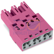 Plug, 3-pole, Cod. B, pink