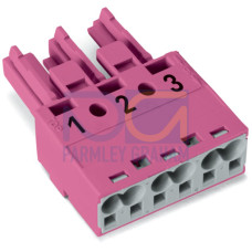 Socket, 3-pole, Cod. B, pink