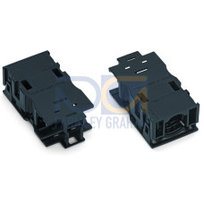 Strain relief housing, 3-pole, with locking clip, black