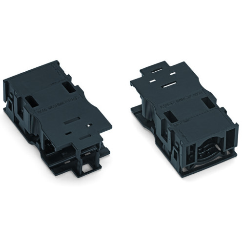 Strain relief housing, 3-pole, with locking clip, black