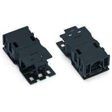 Strain relief housing, 3-pole, with locking clip, black