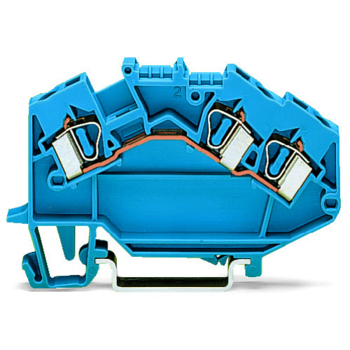 3-conductor through terminal block, 4 mm&sup2;, suitable for Ex i applications, blue