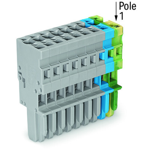 1-conductor female connector, CAGE CLAMP&reg;, 4 mm&sup2;, green-yellow/blue/gray