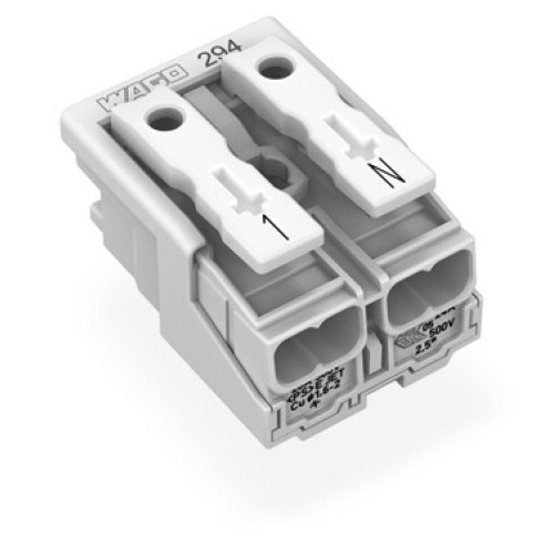 Lighting connector, push-button, external, without ground contact, white