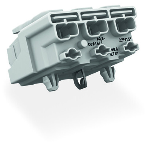 Lighting connector, push-button, external, with direct ground contact, white