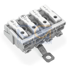 Lighting connector, push-button, external, with screw-type ground contact, white