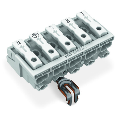 Lighting connector, push-button, external, with snap-in ground contact, white