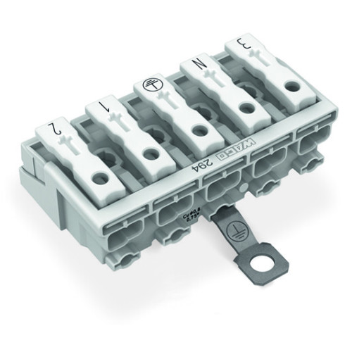 Lighting connector, push-button, external, with screw-type ground contact, white