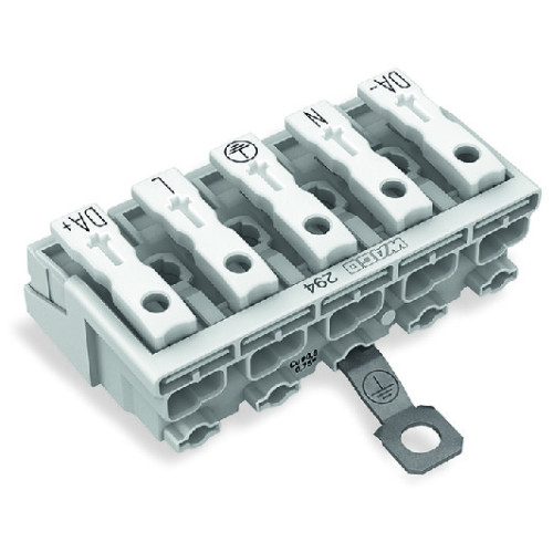 Lighting connector, push-button, external, with screw-type ground contact, white