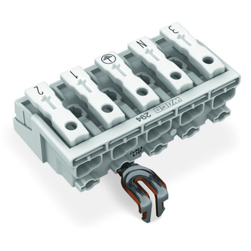 Lighting connector, push-button, external, with snap-in ground contact, white