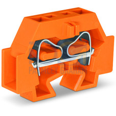 Space-saving, 2-conductor end terminal block, without push-buttons, without protruding snap-in mounting foot, orange