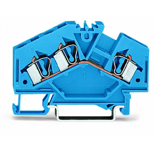 3-conductor through terminal block, 4 mm&sup2;, suitable for Ex i applications, blue
