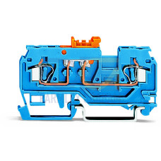 2-conductor disconnect/test terminal block, with pivoting knife disconnect, with test port, blue