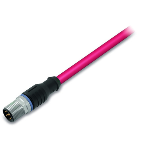 sercos cable, M12D plug,  straight, 4-pole, red