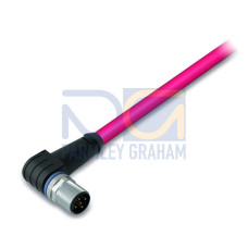 sercos cable, M12D plug,  angled, 4-pole, red