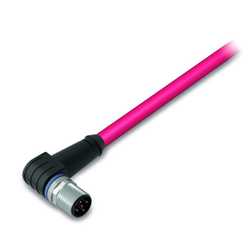 sercos cable, M12D plug,  angled, 4-pole, red