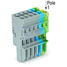 1-conductor female connector, CAGE CLAMP&reg;, 4 mm&sup2;, green-yellow/blue/gray