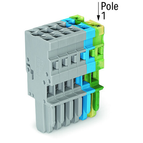 1-conductor female connector, CAGE CLAMP&reg;, 4 mm&sup2;, green-yellow/blue/gray