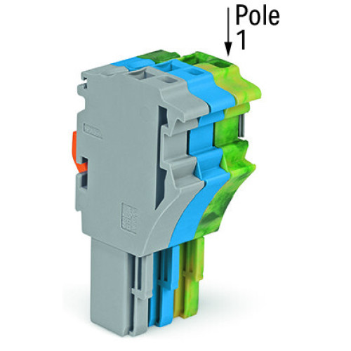 1-conductor female connector, Push-in CAGE CLAMP&reg;, 4 mm&sup2;, gray/blue/green-yellow
